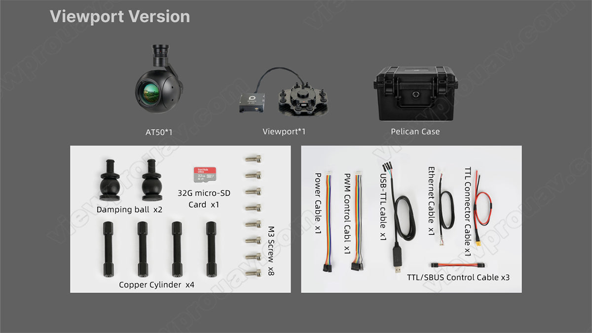 ViewPro AT50 product includes cameras, controller, and accessories