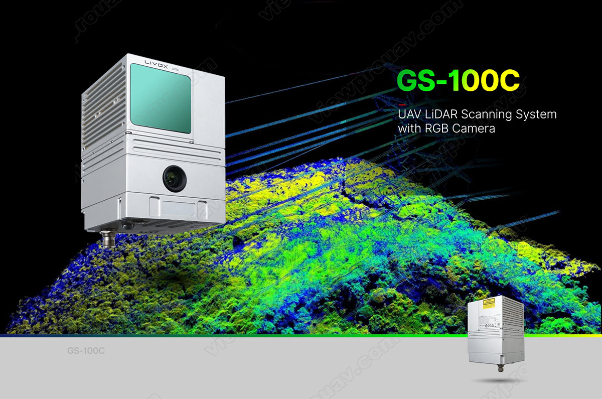 The ViewPro GS-100C UAV Scanner features a high-resolution RGB camera and LiDAR technology for precise 3D mapping and data collection.
