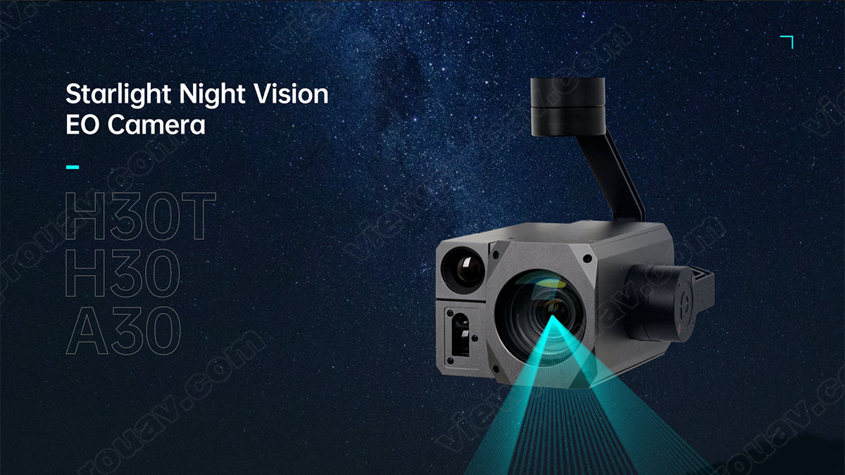 Capture stunning night vision footage with the ViewPro H30T Gimbal Camera, featuring starlight sensitivity.