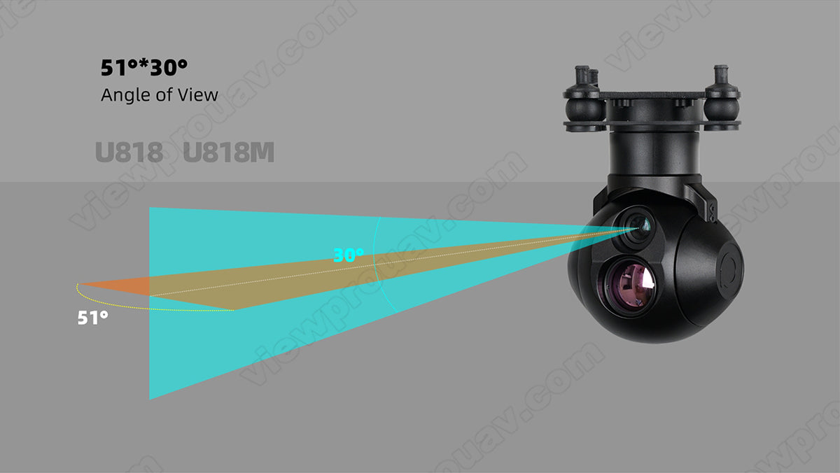 The ViewPro Hawkeye U818 Drone Gimbal has a 510*300 viewing angle for capturing aerial footage, compatible with U818 and U818M drones.