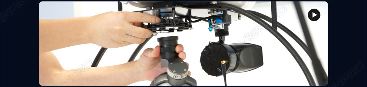 ViewPro Mini H30T Gimbal, Camera features include micro HDMI output, local storage, and controllable gimbal with mechanical range and one-key centering.