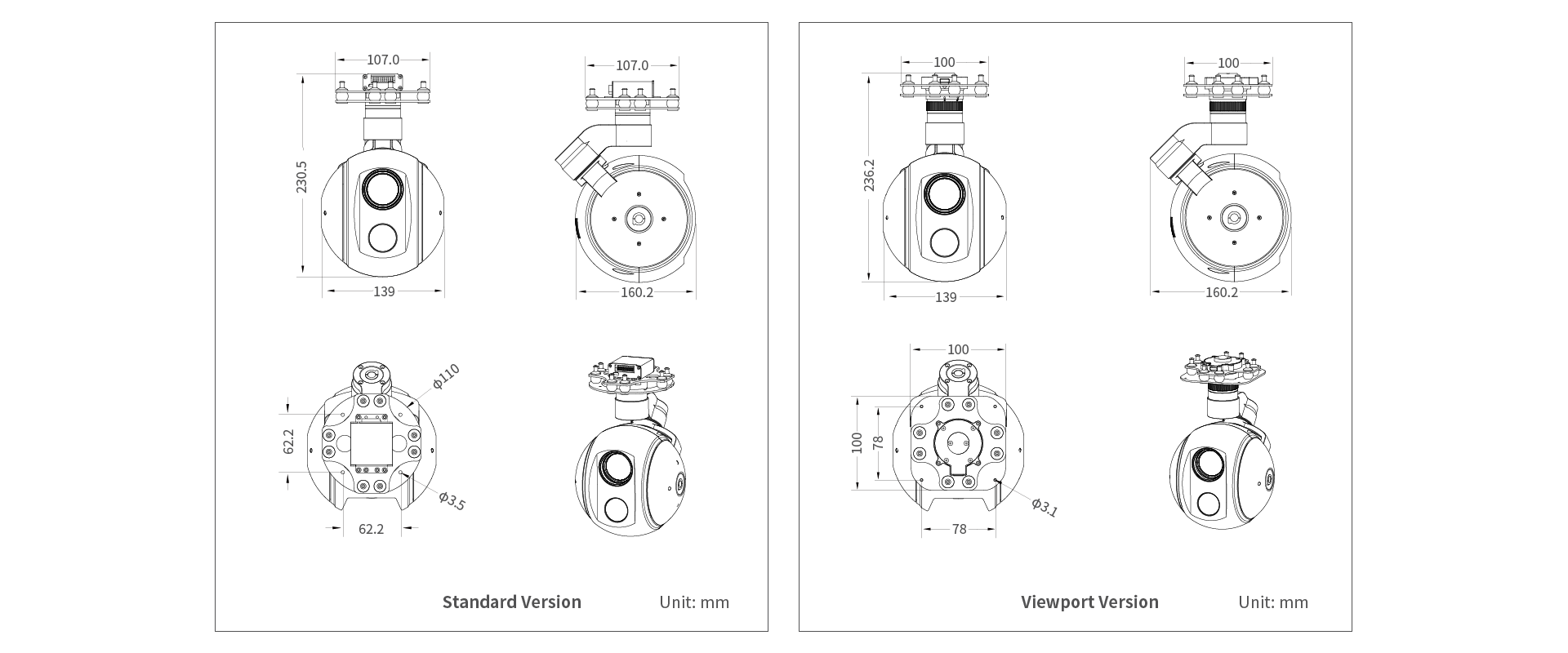 ViewPro Q20KTIR Pro Gimbal, The Advanced HD IR Thermal Imager integrates a high-precision thermal image sensor for recording and transmitting thermal and visible images simultaneously.