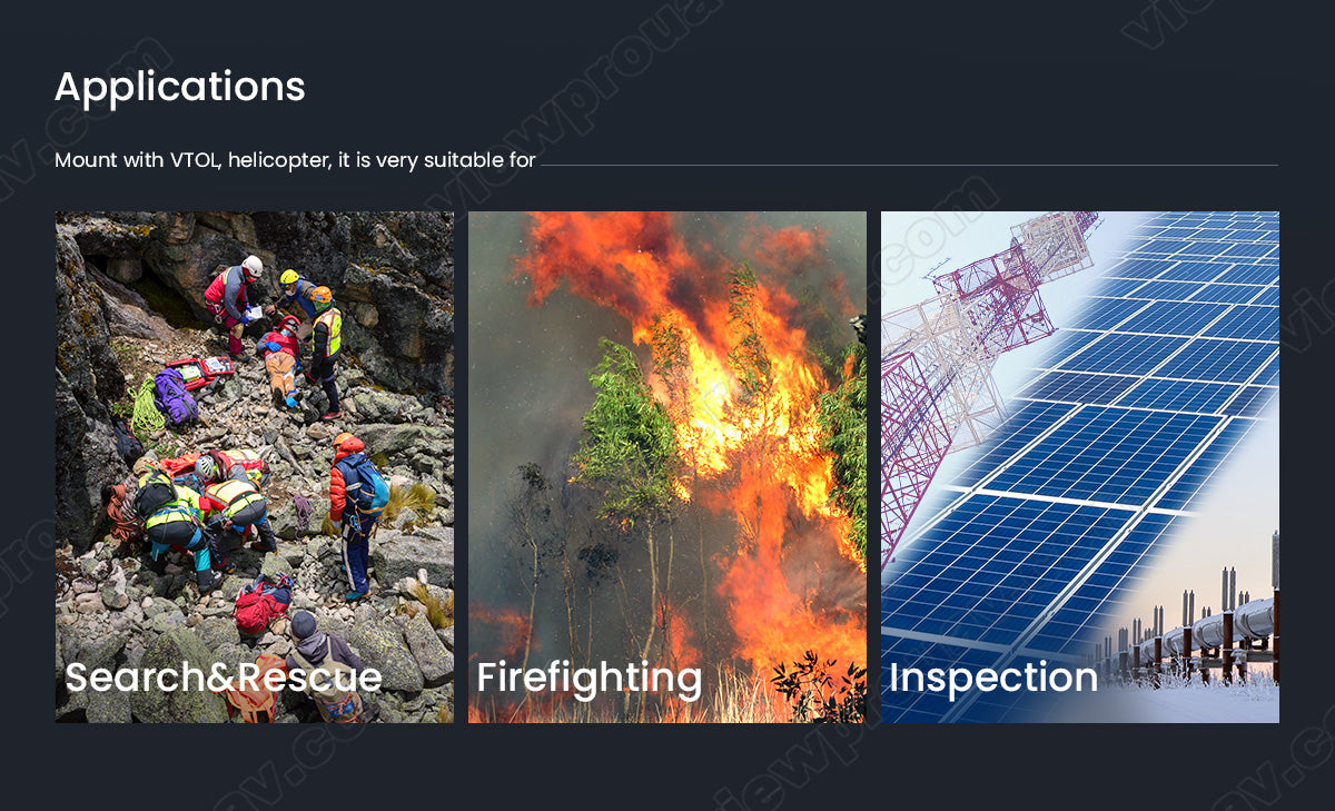 ViewPro Q40TIR , KN applications mount designed for VTOL helicopters, suitable for search and rescue, firefighting, and inspections.