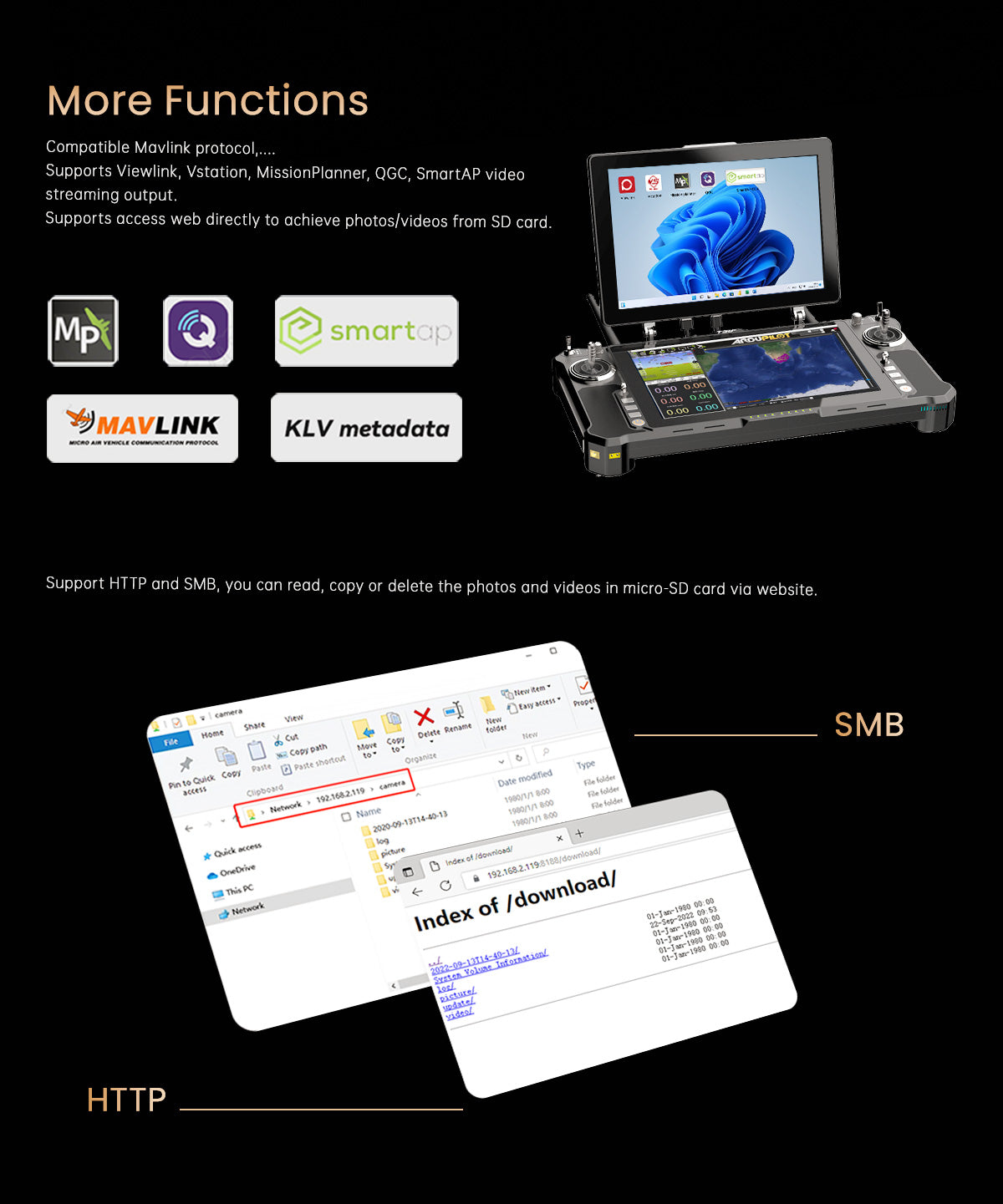 The ViewPro U30TIRM-HD Triple Sensors Gimbal supports various functions and features video streaming output for direct access to photos and videos.
