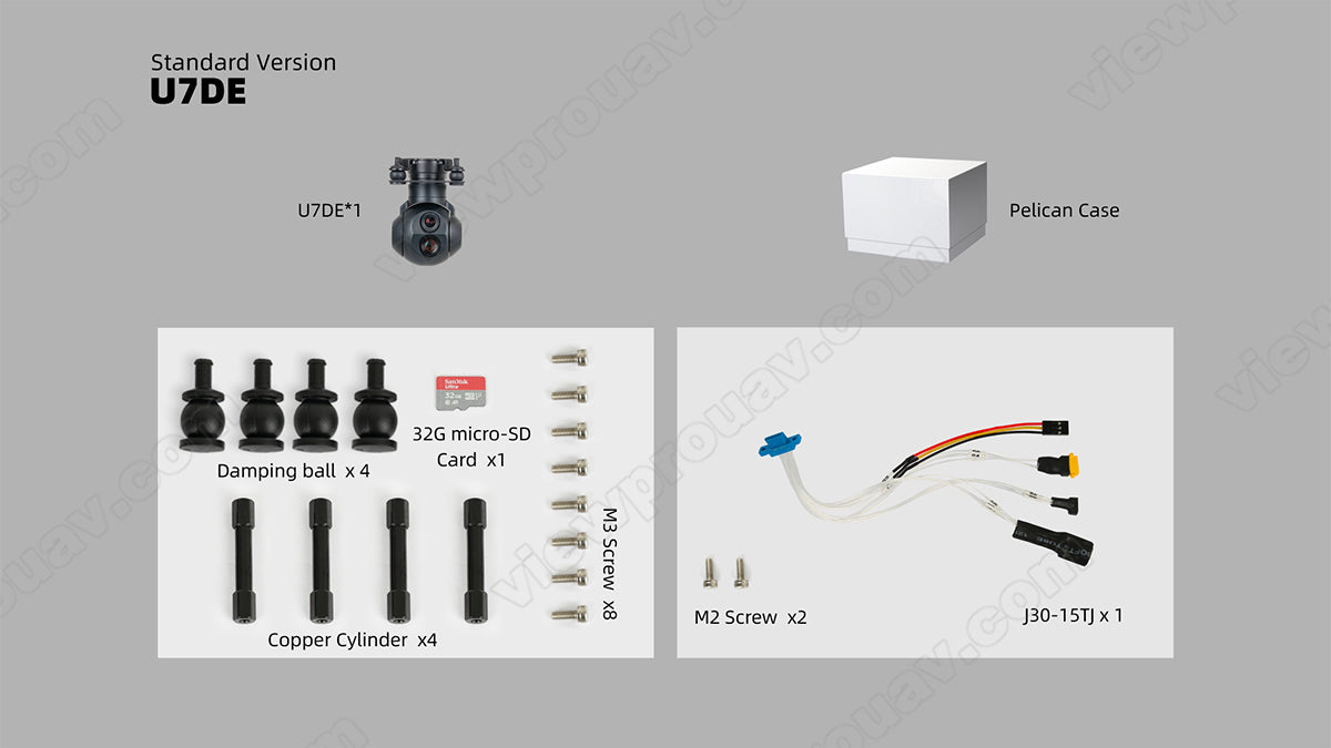 ViewPro U7DE dual EO sensors gimbal camera for UAV drone with various accessories