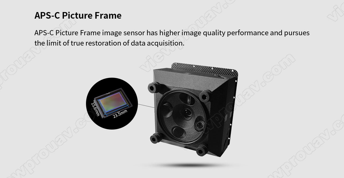 The ViewPro VO-120S 3D Oblique Camera has an APS-C image sensor for high-quality performance and data restoration.