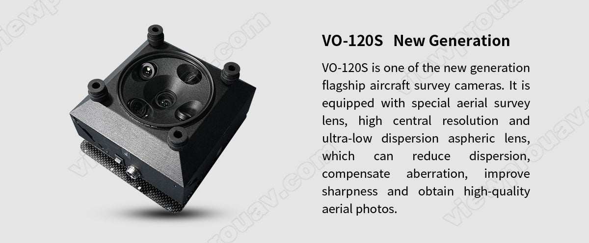 ViewPro VO-120S 3D Oblique Camera, The VO-120S New Generation survey camera features a special aerial lens for high-quality photos.