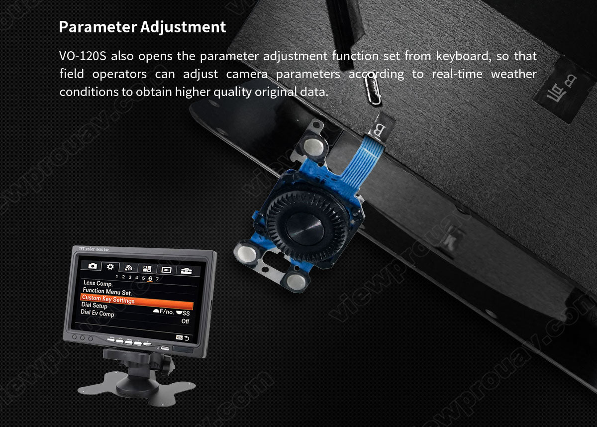 The ViewPro VO-120S 3D Oblique Camera has a parameter adjustment function allowing field operators to adjust settings based on weather conditions.