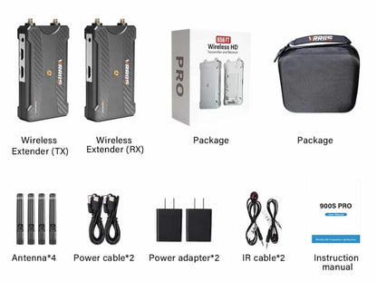 Vrriis 900S, Wireless video transmission system Vriis 900S transmits 1080P at 60Hz over 2.4G and 5.8G frequencies for 250 meters.