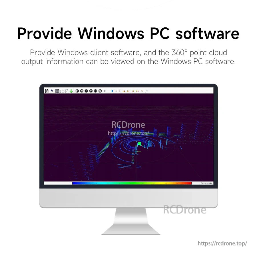 Windows PC client software interface displaying a 360° LiDAR point cloud view for the VANJEE WLR-720 sensor