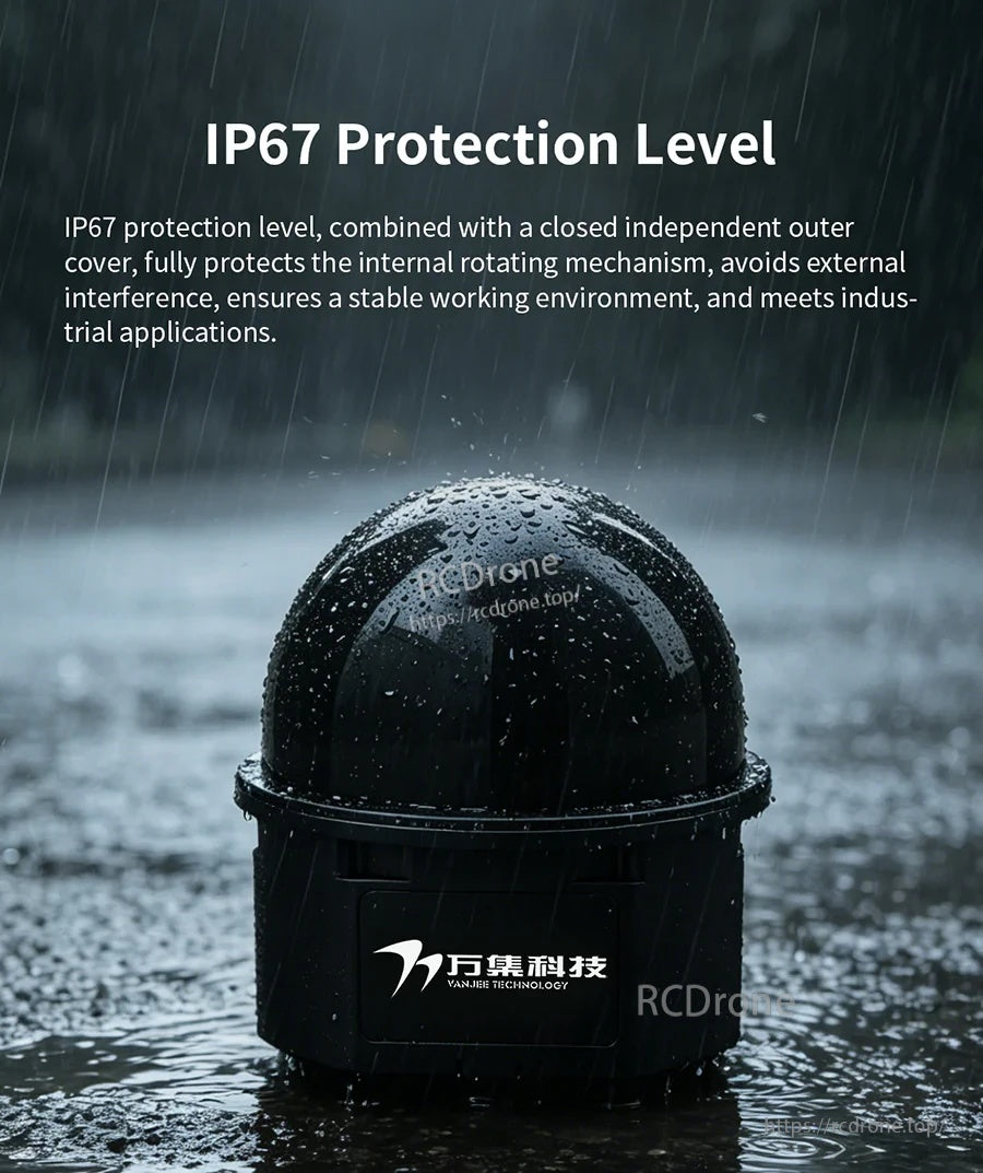 IP67 protection level visual with WLR-722 in rainwater, emphasizing sealed housing for outdoor environments