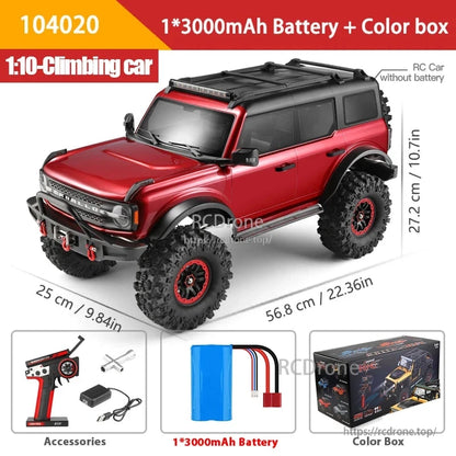 WLtoys 104020 Rc Car, WLtoys 104020 1:10 scale 4WD RC crawler with 2.4G remote, 7.4V 3000mAh battery, 11km/h speed, 45-minute runtime, portal axles, electric winch, ready-to-run in color box.