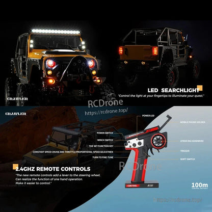 WLtoys 104026 1/10 Rc Car, A 1/10 scale 4x4 RC car with electric winch and 45-minute runtime for off-road crawling adventures.