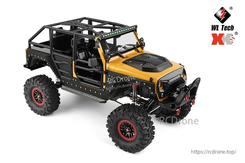 WLtoys 104026 1/10 Rc Car, The product has a 4x4 drive, 2.4G remote control, high/low speed modes, and includes an electric winch.