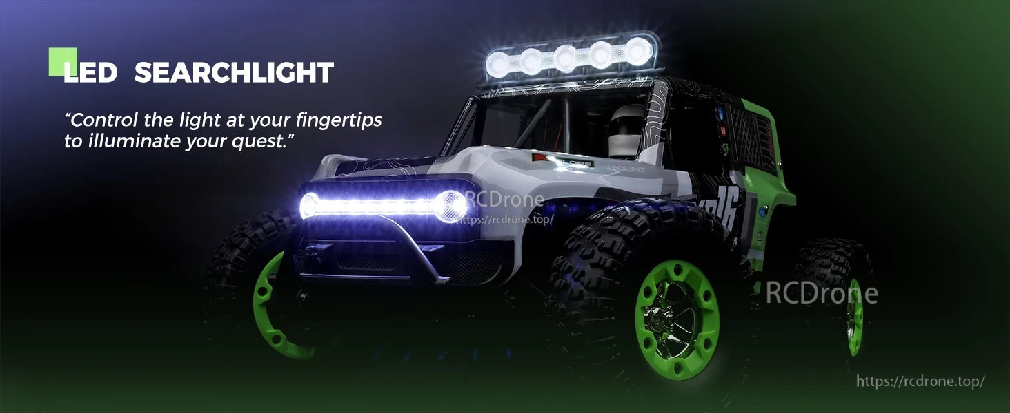 WLtoys 124006 1/12 Rc Car, LED SEARCHLIGHT: Control light at fingertips to illuminate your quest.