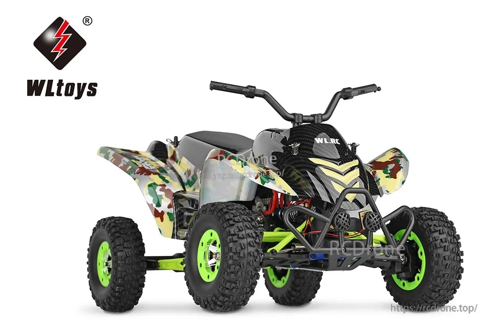 WLtoys 12428-A RC Motorcycle, The all-wheel suspension drive system features strong power delivery and damping technology for a smooth ride, balance, and flexibility.