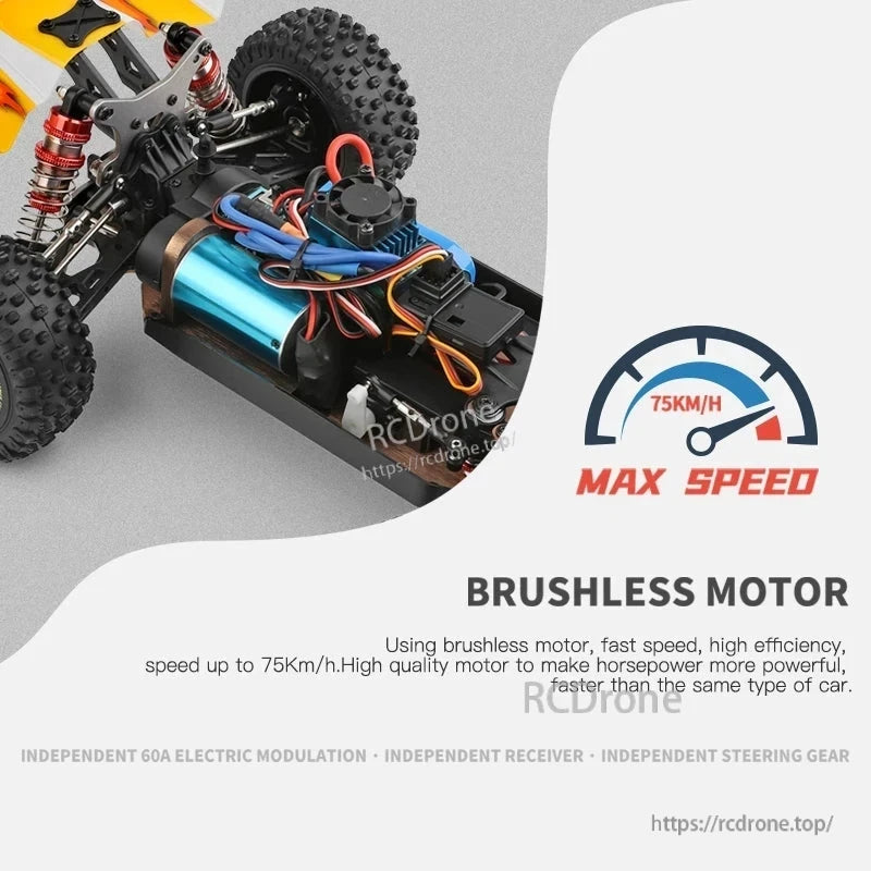 WLtoys 144016 Rc Bil 1/14 Offroad 4WD Driftingbil, 35KM/H Borstad Racing Buggy, 2.4G Fjärrkontroll, 7.4V 1500mAh, Klar att köra