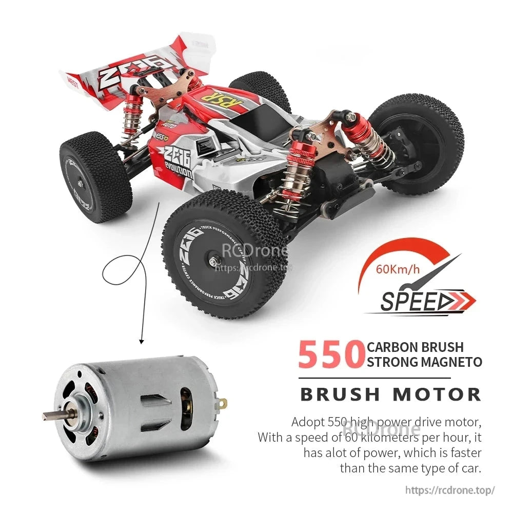 WLtoys 144016 Rc Bil 1/14 Offroad 4WD Driftingbil, 35KM/H Borstad Racing Buggy, 2.4G Fjärrkontroll, 7.4V 1500mAh, Klar att köra