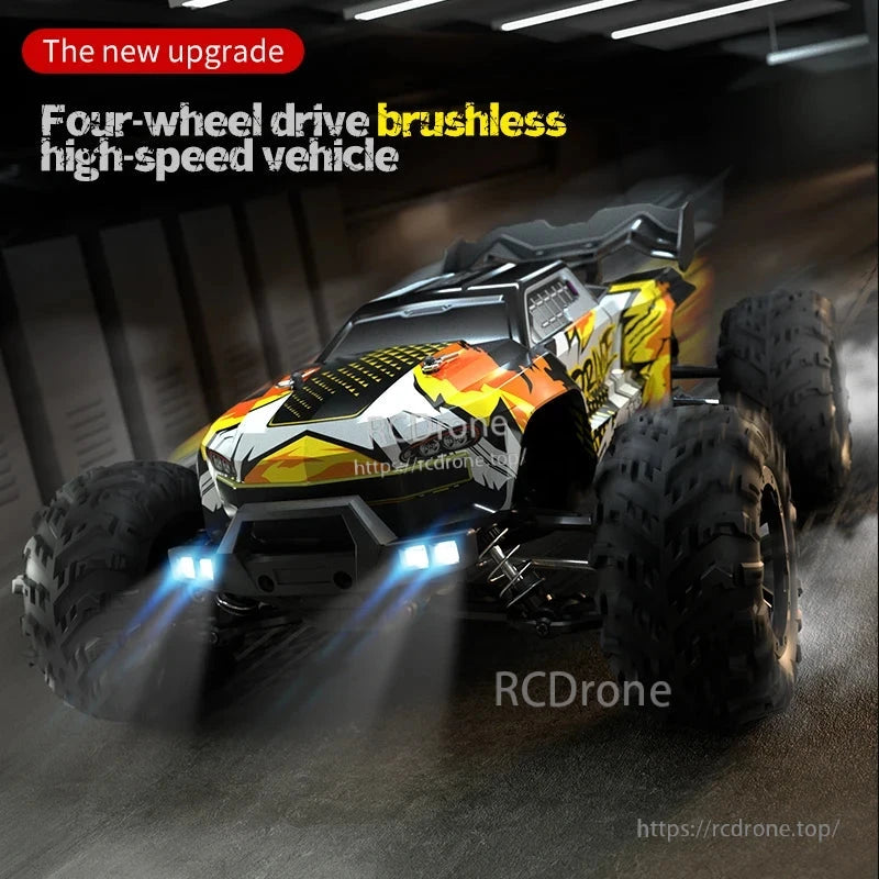 WLtoys 16101 Pro 1:16 RC Car, Upgraded four-wheel drive brushless high-speed vehicle with LED headlights and 2.4G full-proportional control for enhanced performance and precision.