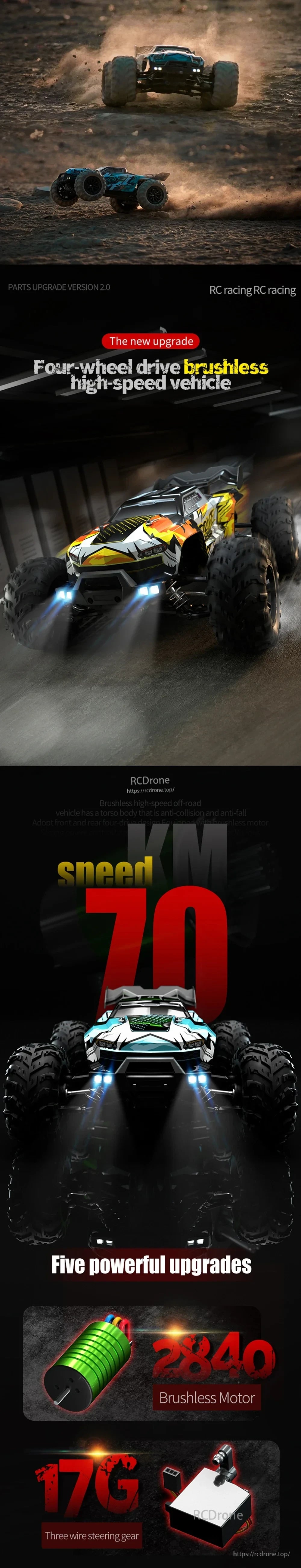 WLtoys 16101 Pro 1:16 RC Car, High-speed 1:16 RC car with brushless motor, four-wheel drive, anti-collision body, and five upgrades for superior off-road performance.