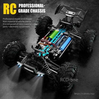 WLtoys 16102 1:16 Rc Car, High-performance RC chassis with durable nylon-metal construction, electronic components, LED lights, 2.4G control, and ready-to-run convenience for professional use.