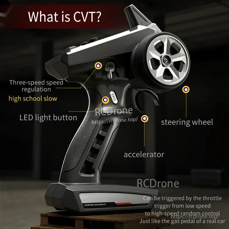 WLtoys 16102 1:16 Rc Car, High-performance RC car with 4-wheel drive and LED lights, reaching speeds of up to 50km/h with 2.4G proportional control.