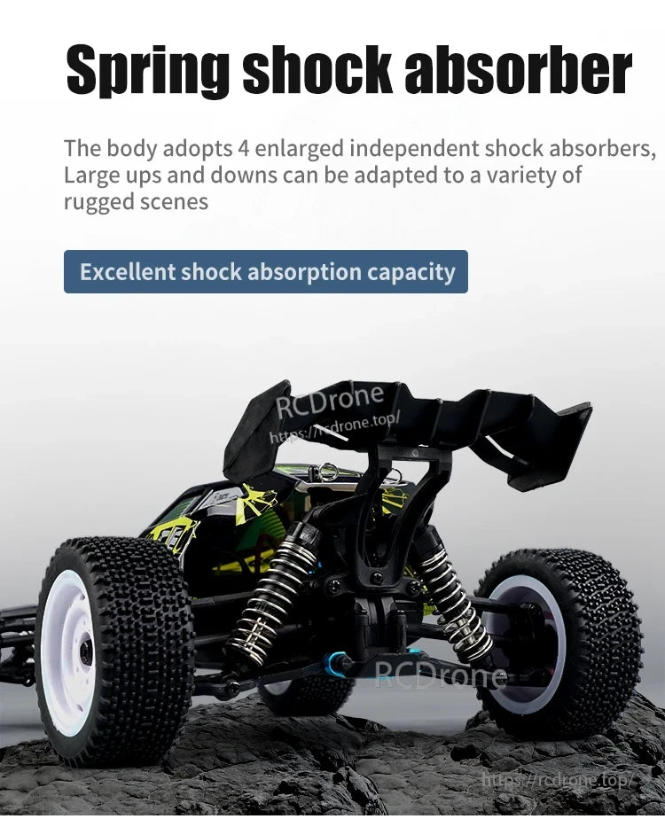 WLtoys 16102 1:16 Rc Car, Spring shock absorber with excellent absorption for rugged terrain
