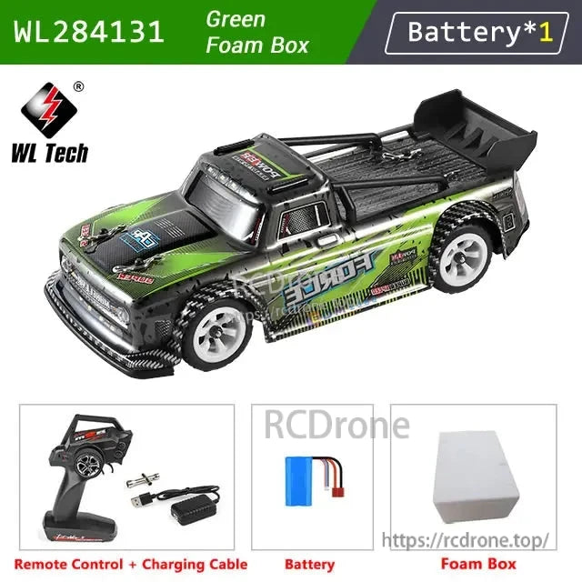 WLtoys 284131 1:28 Scale 4WD RC Racing Car, WLtoys 284131 1:28 scale RC truck with 4WD, 2.4GHz control, LED lights, metal chassis, ready-to-run with battery included.