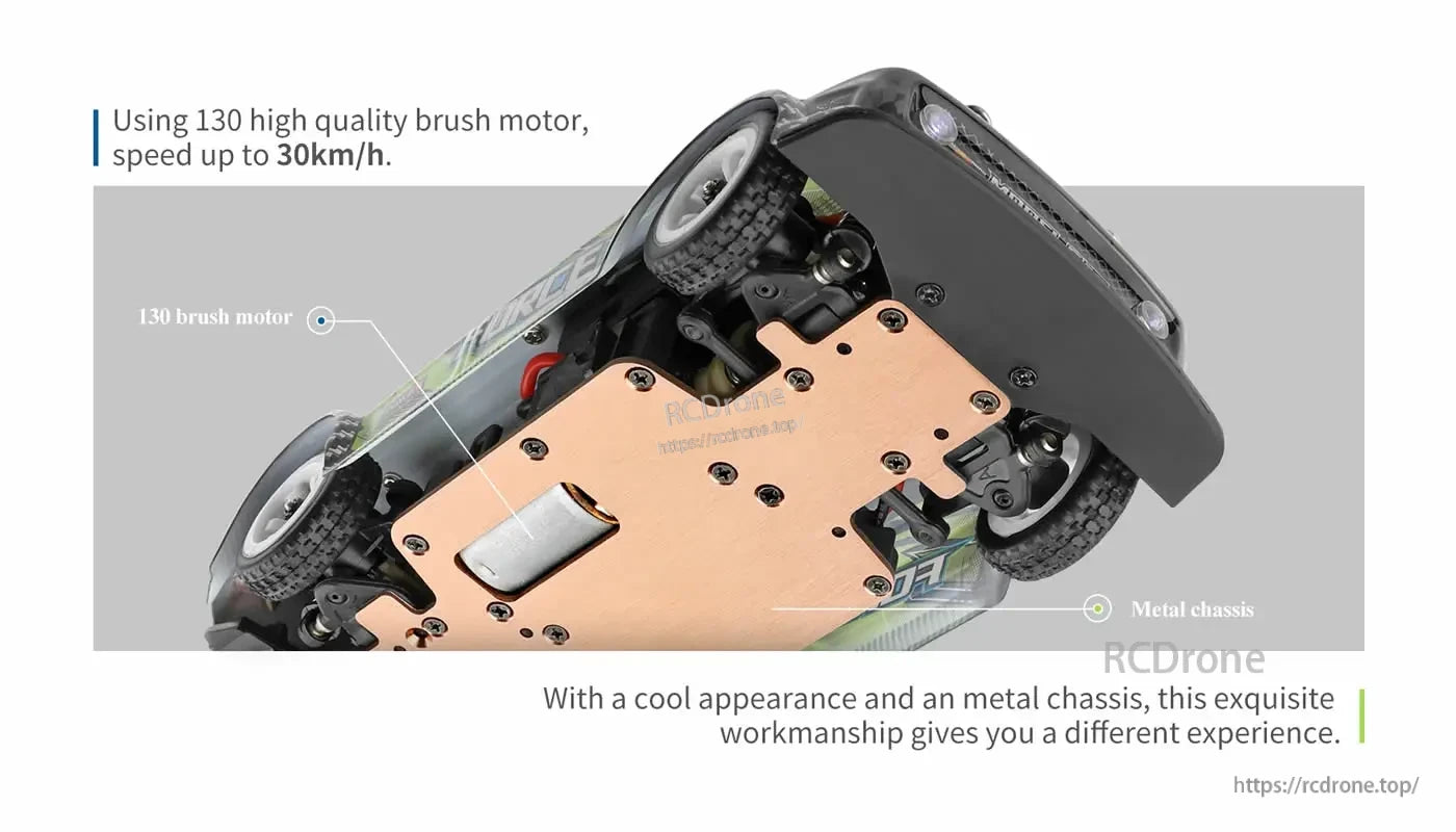 WLtoys 284131 1:28 Scale 4WD RC Racing Car, High-performance brush motor, durable metal chassis, 30km/h speed, sleek design, and precise craftsmanship for an exceptional drone experience.
