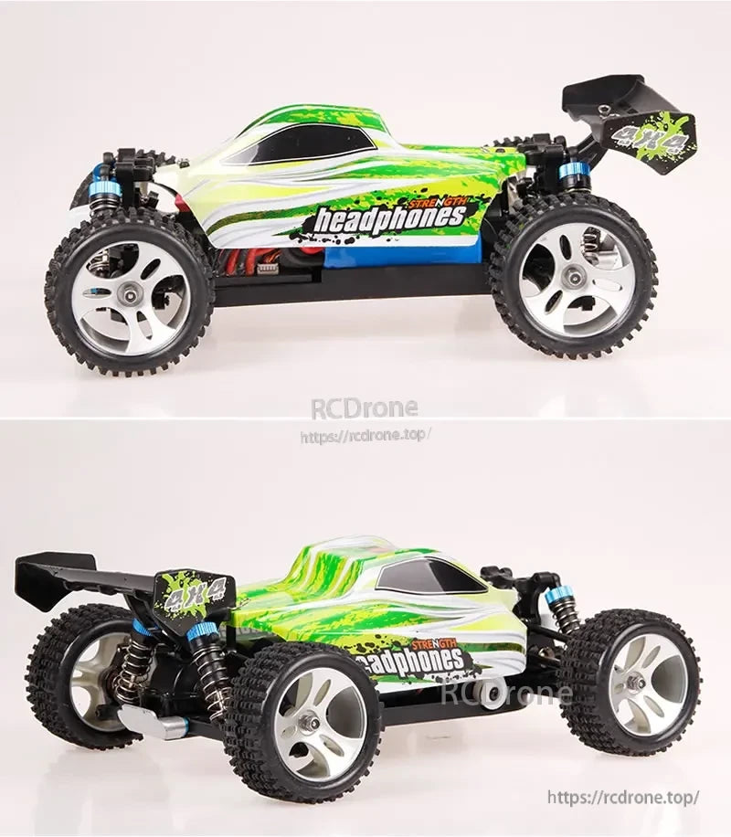 WLtoys A959-B 1:18 Rc Car, Electric 4WD vehicle features four-wheel independent suspension and effective shock absorbers for improved performance.