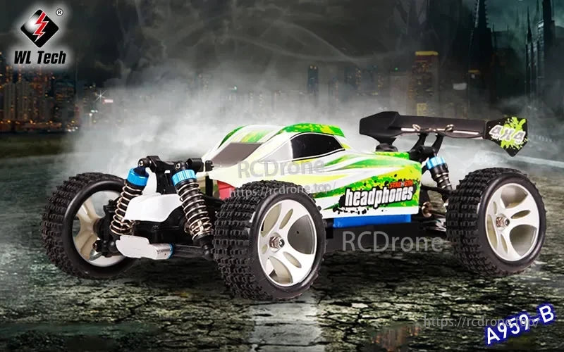 WLtoys A959-B 1:18 Rc Car, WLtoys A959-B RC car features 4WD, 70km/h speed, and 2.4G transmission.