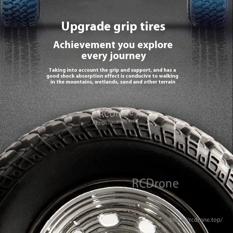 WLtoys MN78 1:12 RTR 4WD Off-Road RC Car, Upgrade grip tires for better traction, suitable for off-road adventures.