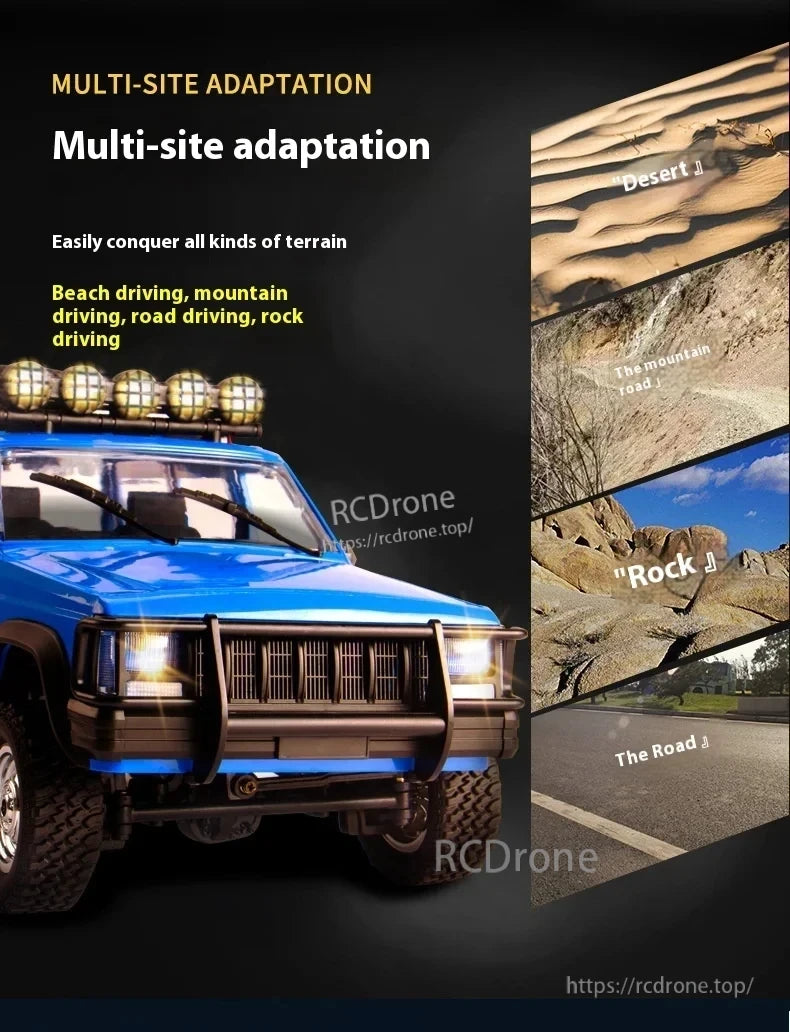 WLtoys MN78 1:12 RTR 4WD Off-Road RC Car, Adapts to desert, mountain, rock, and road terrains with versatile off-road performance across multiple sites.