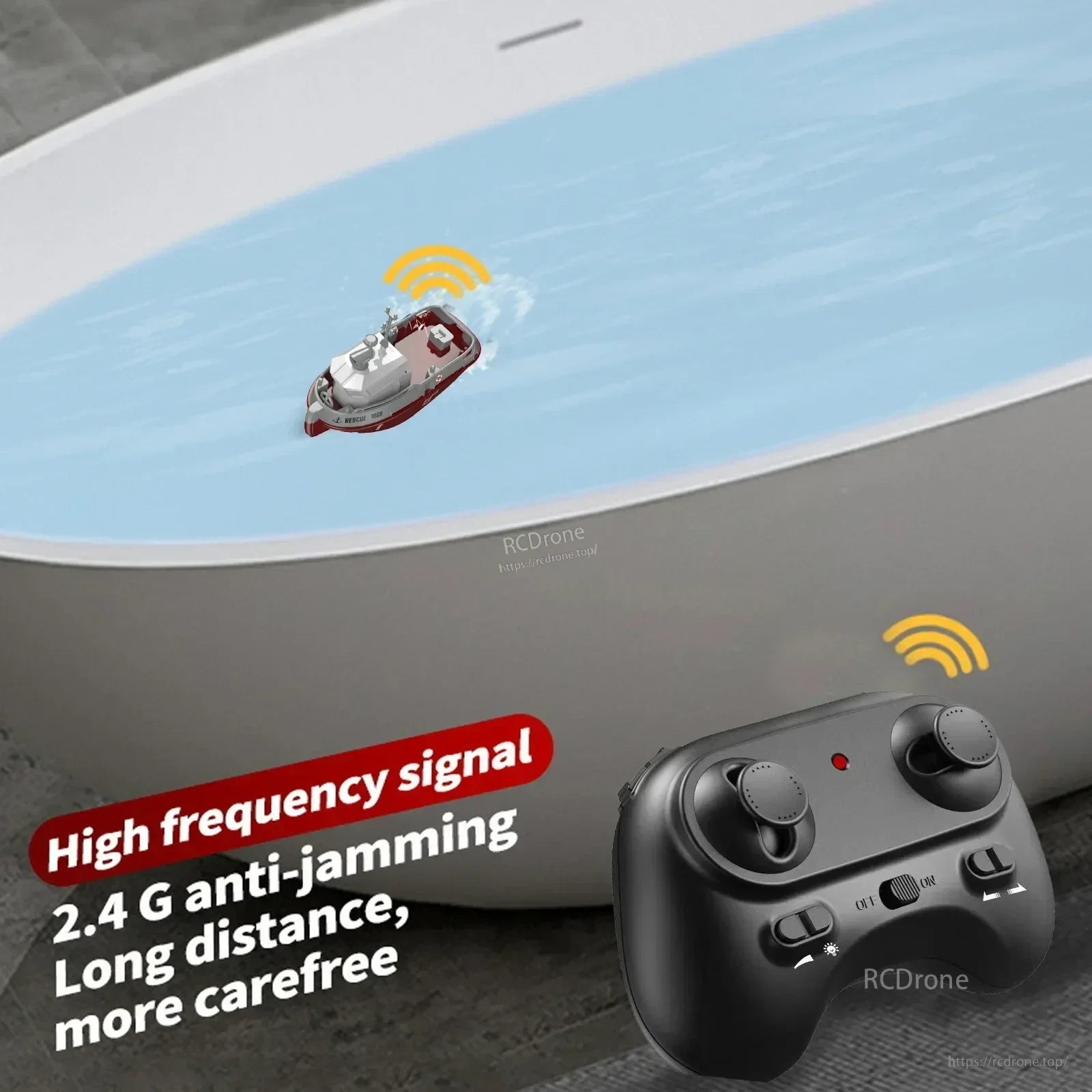 WLtoys S820 RC Boat, 2.4G high-frequency signal ensures strong anti-jamming, long-range control, and smoother, more reliable drone operation via remote.