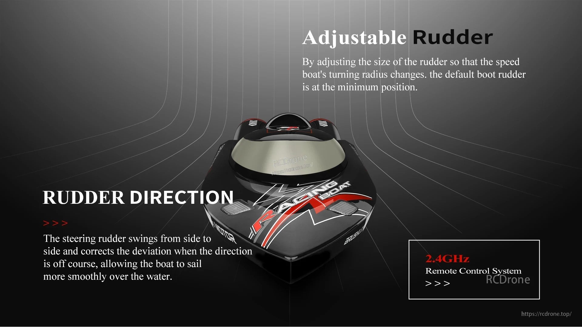 WLtoys WL916 RC Boat, Adjustable rudder enhances maneuverability, steering correction ensures smooth control, and 2.4GHz remote enables precise, responsive operation. (18 words)
