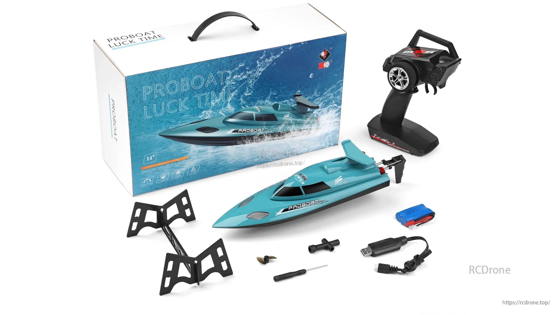 WLtoys WL916 & WL912‑A RC Boat, Proboat Luck Time RC Boat with remote, battery, charger and accessories.