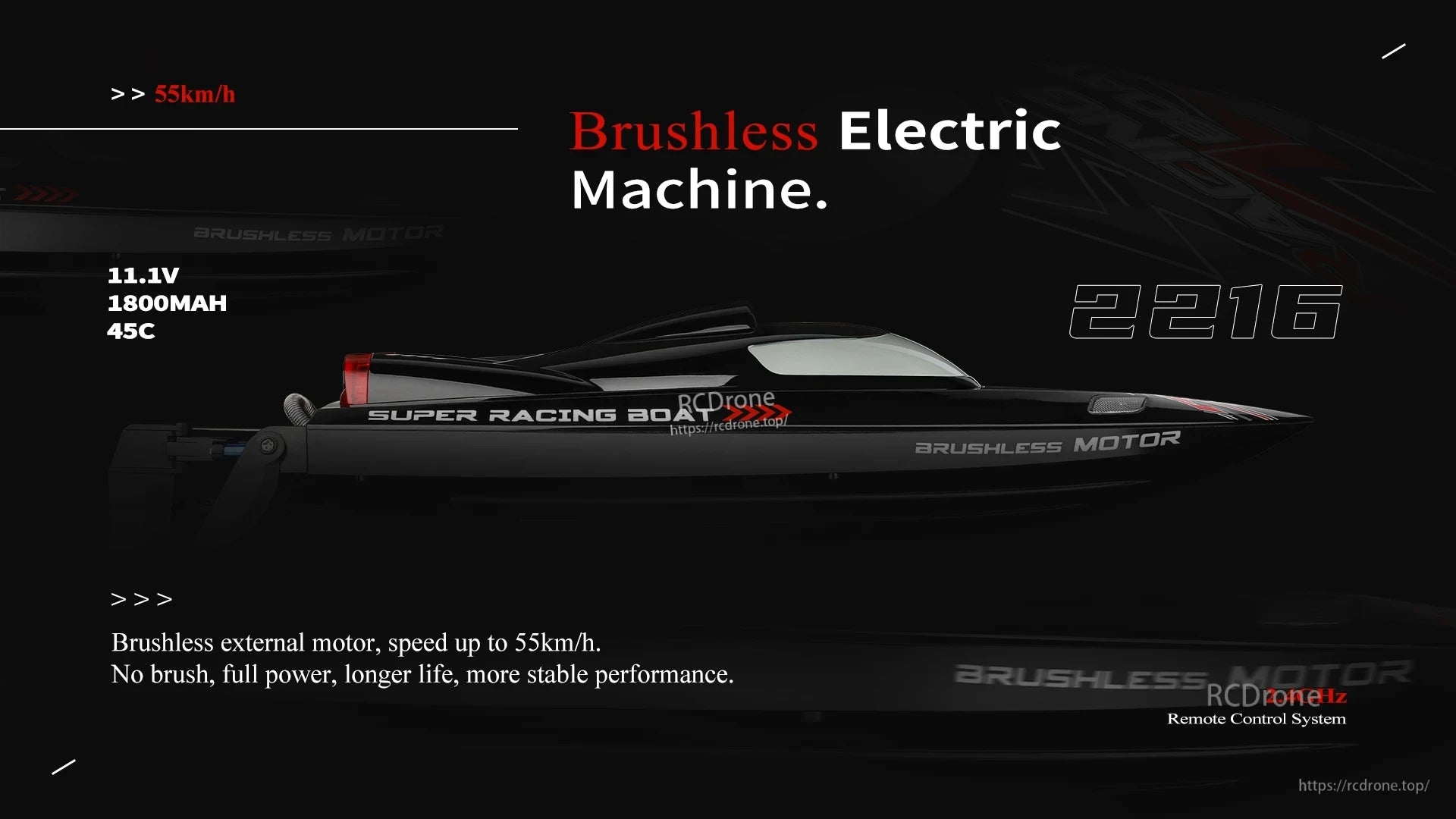 WLtoys WL916 & WL912‑A RC Boat, High-speed brushless RC boat, 55km/h, 11.1V battery, 2.4GHz remote, racing design, external motor—durable, stable, perfect for thrilling water adventures. (24 words)