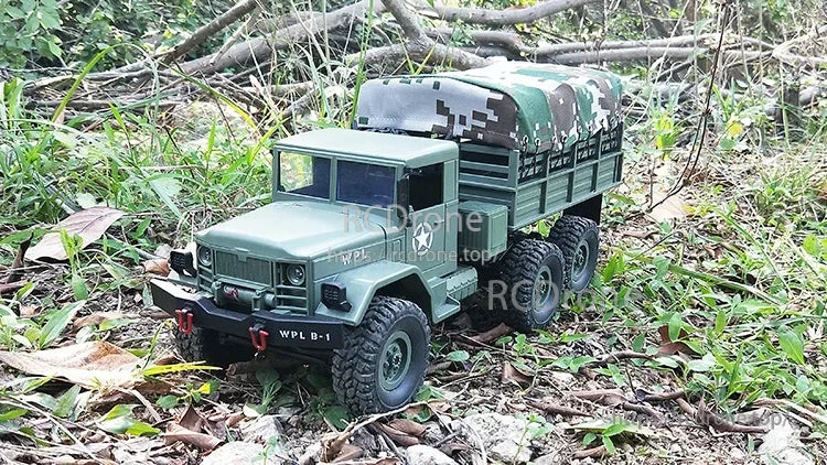 WPL B16 1:16 6WD Rc Car, The WPL B16 is a 1:16 scale 6WD RC car styled as a military transport vehicle.