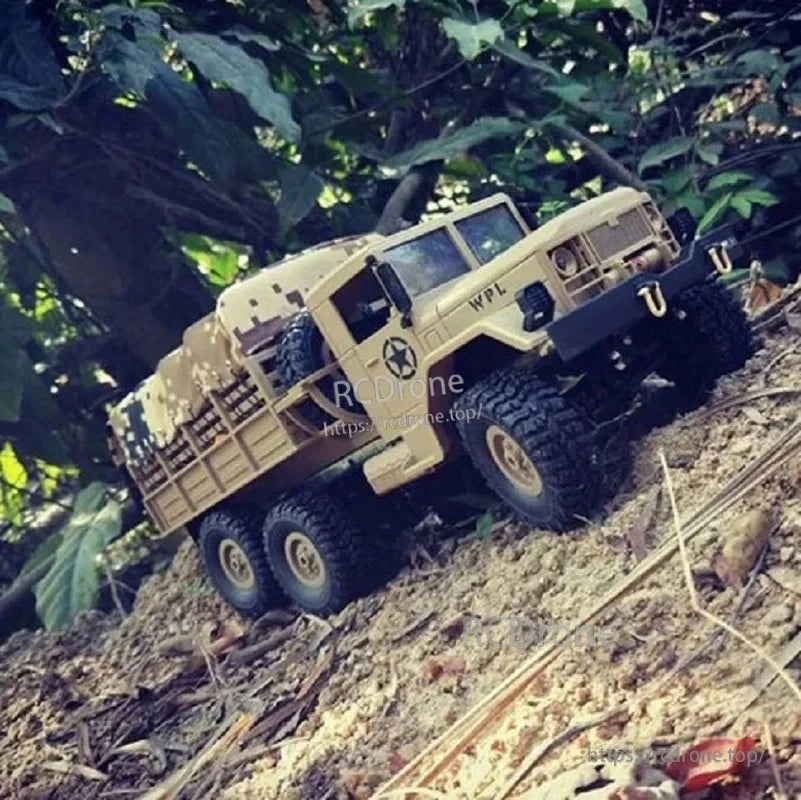 WPL B16 1:16 6WD Rc Car Truck Crawler, 2.4G Remote, 15km/h, LED Lights, 20–30min, 6V 700mAh NiCd, RTR Off‑Road