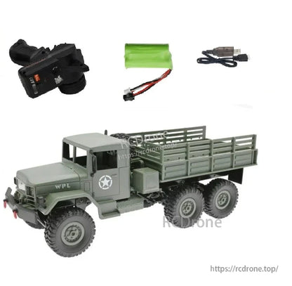 WPL B16 1:16 6WD Rc Car, WPL B16 1:16 scale 6WD RC truck with 2.4G remote, 15km/h speed, LED lights, 20–30min runtime, 6V 700mAh NiCd battery, ready-to-run off-road vehicle.