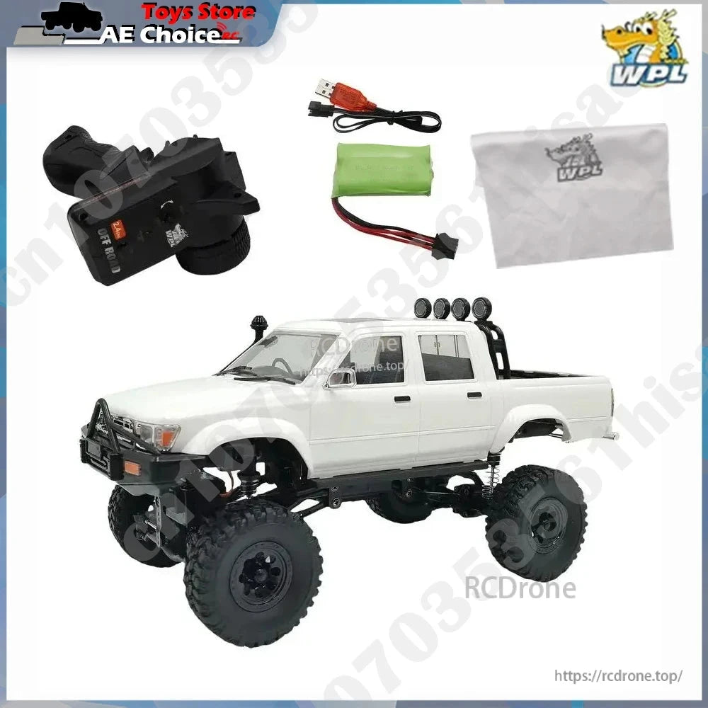 WPL C64-1 RC Car, WPL C64-1 1:16 scale RC truck, 2.4G 4WD off-road, ready-to-run with LED lights and USB charging for outdoor fun.