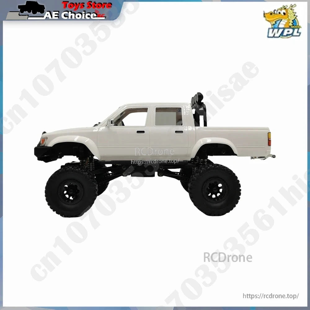 WPL C64-1 RC Car, WPL C64-1 1:16 scale 2.4G 4WD RC pick-up truck with LED headlights, USB rechargeable 7.4V battery, ready-to-run off-road vehicle.