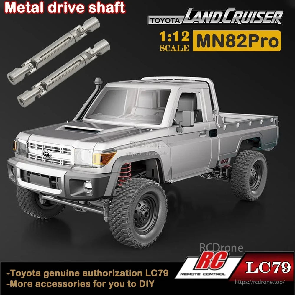 WPL C64-1 RC Car, Metal drive shaft for 1:12 scale Toyota Land Cruiser MN82Pro RC LC79, enhancing durability and performance in off-road conditions.