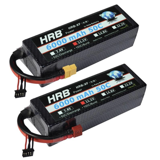 2PCS HRB 7.4V 2S 3S 4S Lipo Battery - 6000mah 7000mah 60C Hard Case T Plug XT60 Compatible with 1/8 1/10 Scale RC Car Drone FPV Helicopters Toys