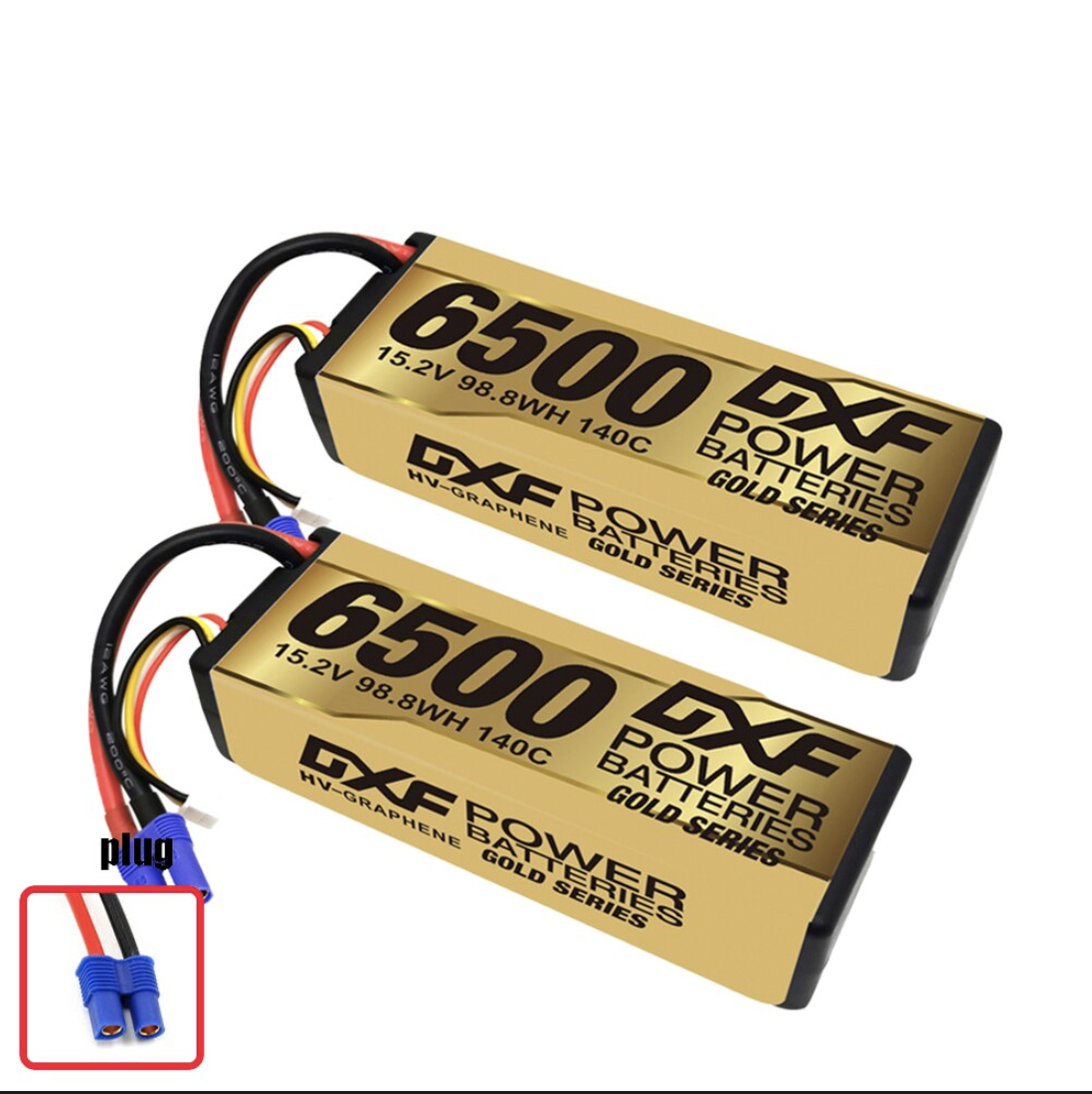 DXF Batteria LiPo 4S 15.2V 6500mAh 140C HV Spina EC5 Auto RC Truck Buggy 1/8 1/10 Alte Prestazioni Potente Tecnologia Avanguardia Sicurezza Gare Racing Modellismo 2 Pezzi DXF Batteria LiPo 4S 15.2V 6500mAh 140C HV Spina EC5 Auto RC Truck Buggy 1/8 1/10 Alte Prestazioni Potente Tecnologia Avanguardia Sicurezza Gare Racing Modellismo 2 Pezzi