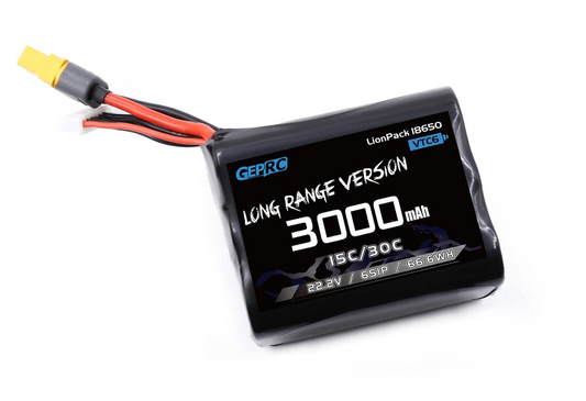 GEPRC VTC6 3000mAh Battery, LionPack= VtC6 Version GEPRC RANGE LONG 3000 