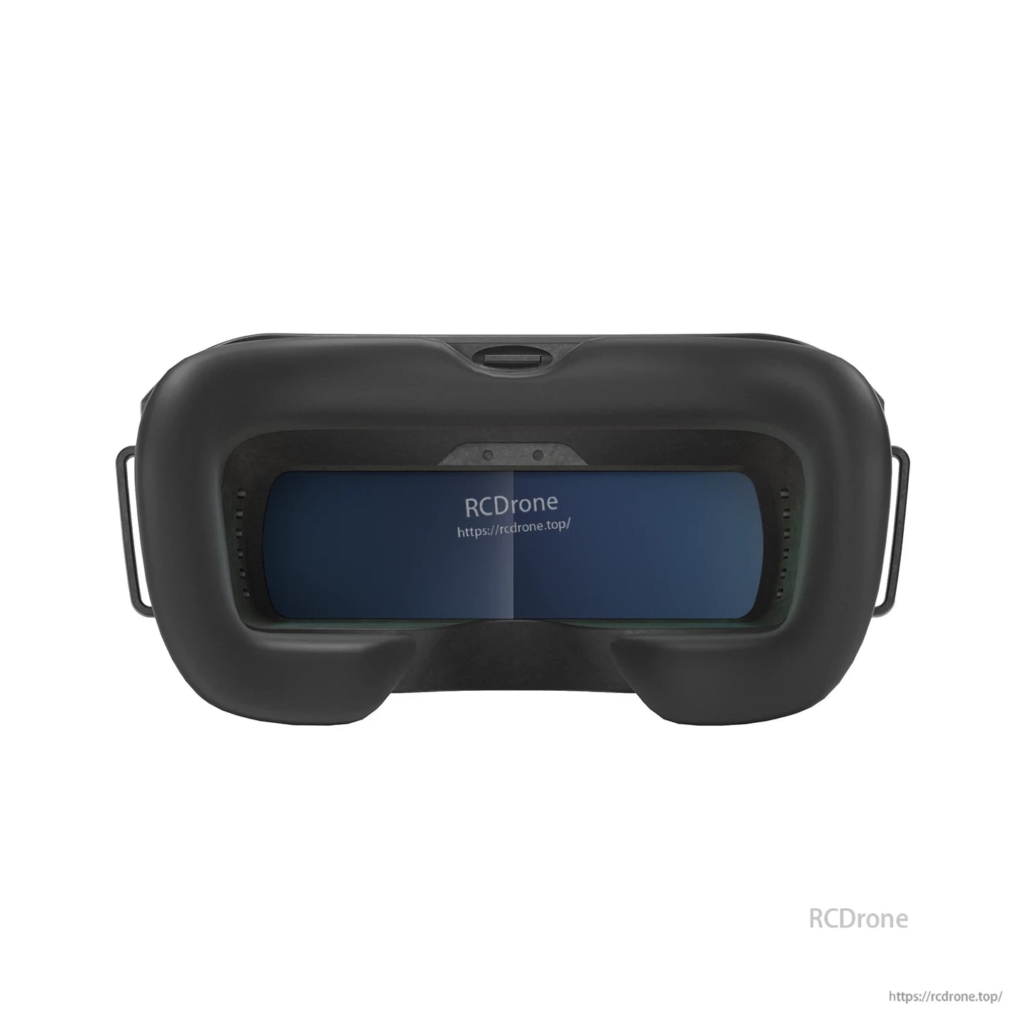 front view showing wide viewing window, eyecup, and side strap mounts