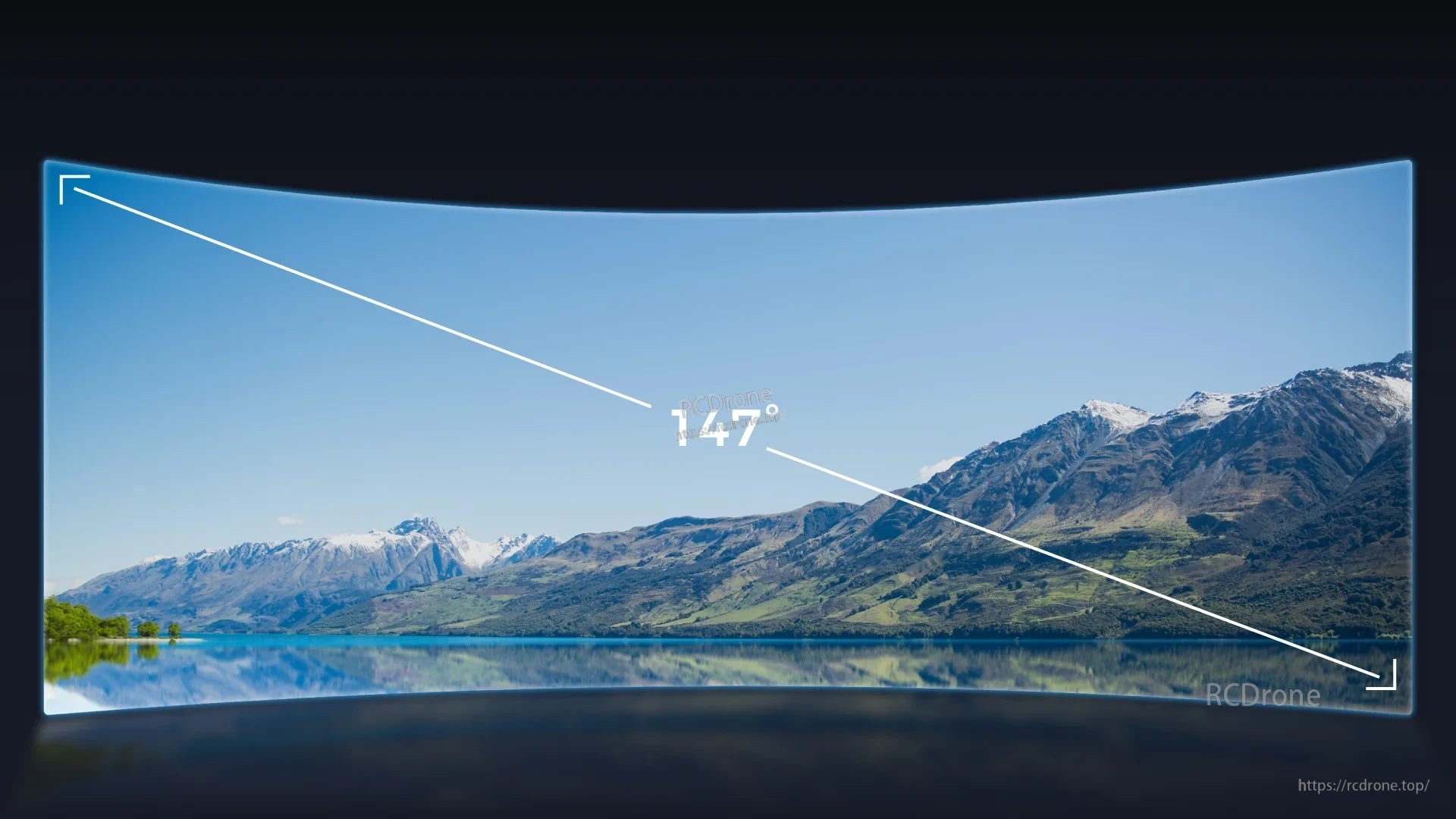 147-degree field of view graphic for the Ascent Lite VTX camera in 16:9 widescreen
