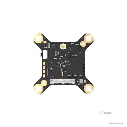 Top view of VTX circuit board layout with mounting holes, connector socket, and solder pad area