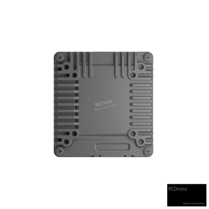 Bottom view of GT2 VTX module with mounting plate, screw holes, and ribbed housing